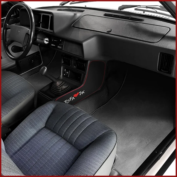 Tofaş Şahin Doğan Kartal Torpido Vites Orta Konsol Yan Koruma Halısı - Nakış İşlemeli Kumaş Kaplama - Resim 7