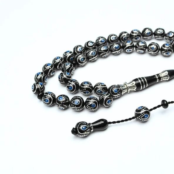 Damla İçi Damla Küre Model Sistemli Oltu Taşı Tespih - Resim 2