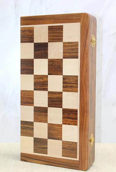 Mıknatıs Taşlı Ahşap Katlanabilir Kutulu Satranç Oyunu 40 Cm - Resim 2