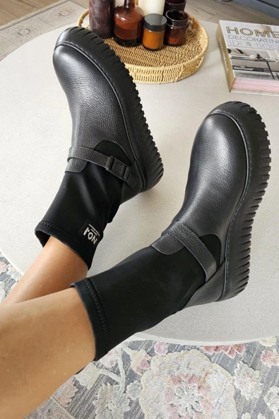 OPS 022 24620 Topukla Kadın Hakiki Deri Scuba Steç Kalın Tabanlı Bot - Resim 3