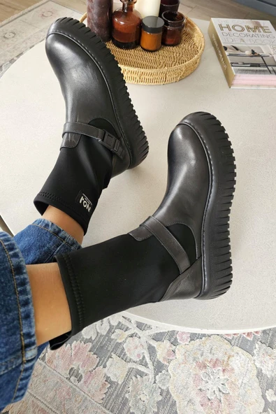 022 24620 Topukla Kadın Hakiki Deri Scuba Steç Kalın Tabanlı Bot - Resim 3