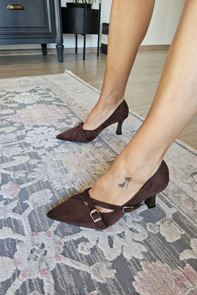 10 1102 Topukla Kadın Toka Detaylı 7cm Kadeh Topuk Stiletto - Resim 10