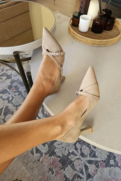 10 1102 Topukla Kadın Toka Detaylı 7cm Kadeh Topuk Stiletto - Resim 12