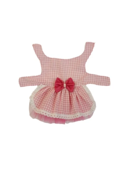 Gobo Beyaz Kareli Pembe Dişi Kedi Köpek Kıyafeti Elbisesi Large/l/beden 3 - Resim 7