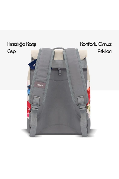 MCE-1306 14.1" ZEN Eco Günlük Sırt Çantası Bej Çiçekli - Resim 6