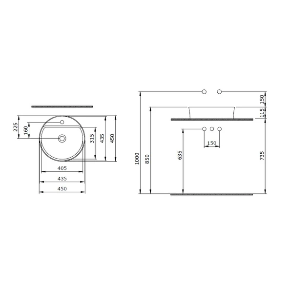 Bocchi Sottile SlimLine 45 cm Batarya Banklı Beyaz Lavabo 1599-061-0126 - Resim 2