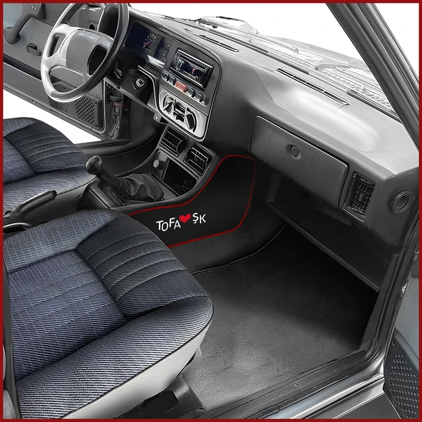 Tofaş Şahin Doğan Kartal Torpido Vites Orta Konsol Yan Koruma Halısı - Nakış İşlemeli Kumaş Kaplama - Resim 8