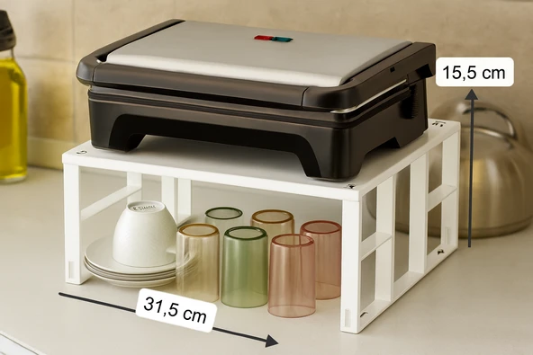 Metal Dolap İçi Raf 3 Tane,  Bardak, Baharat, Tabak Düzenleyici Organizer, Alan Tasarrufu - Resim 4