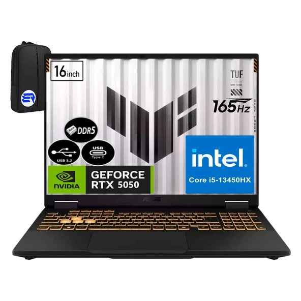 Asus Tuf Gaming F16 FX608JH-RV082EP4 Intel Core I5-13450HX 16GB 1tb SSD RTX5050 115W 165Hz WIN11 Pro 16" Wuxga + Elektropasaj Çanta