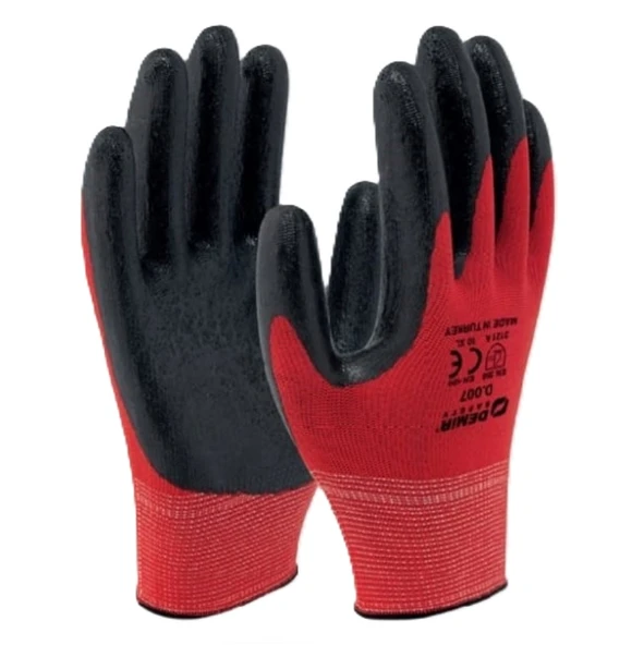 Demir Nitril Eldiven Kırmızı Siyah D007 10 No ürün görseli