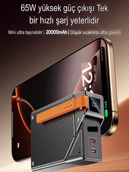 20000mAh 65W Hızlı Şarjlı Dijital Göstergeli Powerbank 2x Type-C Girişli Taşınabilir Şarj Cihazı - 2