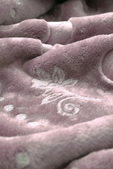 Merinos Pırıltı Embos  Çift Kişilik Gümüş Detaylı Battaniye - Pudra-silver - 2