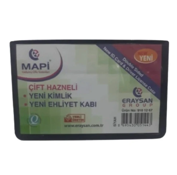 Mapi Ehliyet Kimlik Kabı Çift Hazneli Siyah - 3 adet ürün görseli