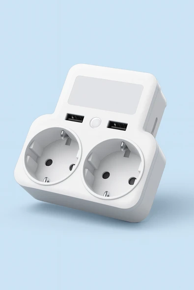 WL09  2 USB  2 Priz Çoklu Şarj Adaptörü  4000W Güç Akıllı Güvenli Şarj Ünitesi Ve Gece Işığı - 5