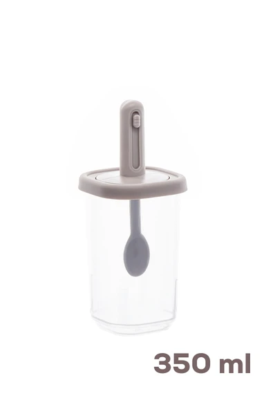 Porsima 4362 Kaydırmalı Kaşıklı Baharatlık Seti 6'lı Şeffaf - Cappucino - Resim 4