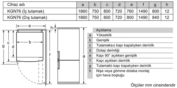 Siemens KG76NVWF0N iQ300 Alttan Donduruculu Buzdolabı 186 x 75 cm Beyaz - Resim 8