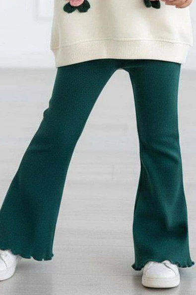 Kız Çocuk Üzeri Gül Figürlü 3 İplik Krem Kazak Bol Kesim Skuba Kumaş Alt Üst Takım - 3