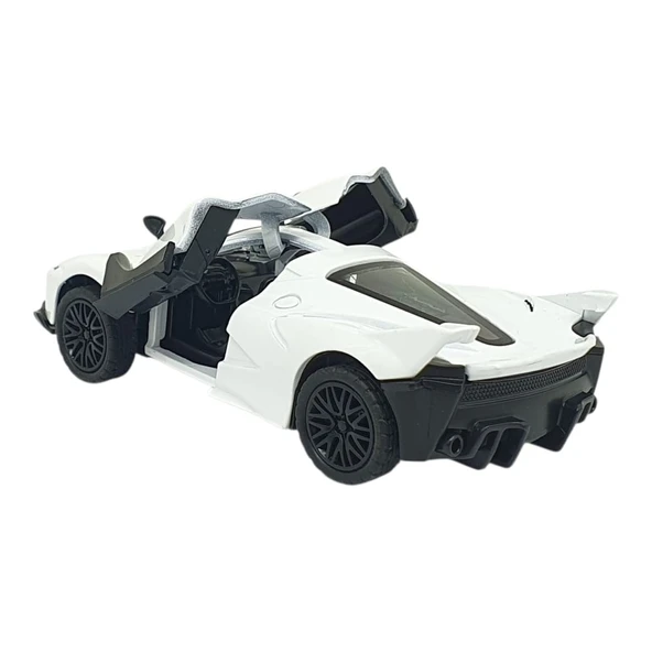 Çek Bırak Metal Arabalar 13 cm - SR2212- Beyaz - Resim 3