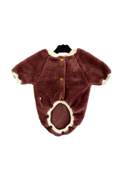Gobo Welsoft Kışlık Çıtçıtlı Kahverengi Kedi Köpek Kıyafeti Elbisesi xxlarge/xxl/beden 5
