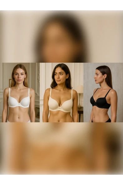 STORMED Ekstra Dolgulu Tam Destekli 3'lü Set SİYAH BEYAZ EKRU Sütyen 100 ürün görseli 1