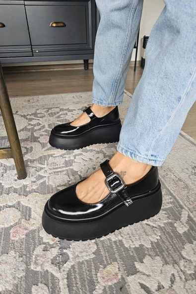 OPS 075 6303 Topukla Kadın Hakiki Deri Kalın Tabanlı Ayakkabı - Resim 2