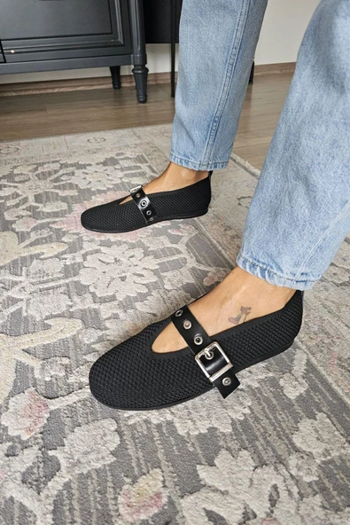 OPS 075 01 Topukla Kadın Deri Toka Detaylı Babet - Resim 3