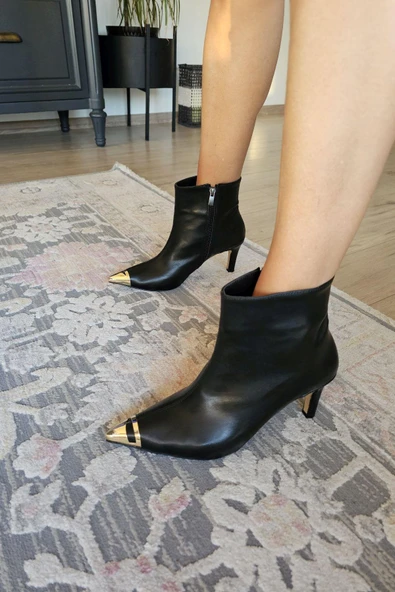 OPS 10 1139 Topukla Kadın Ince Topuklu Fermuarlı Bot - Resim 5