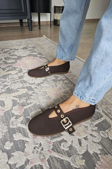 OPS 075 01 Topukla Kadın Deri Toka Detaylı Babet - Resim 6