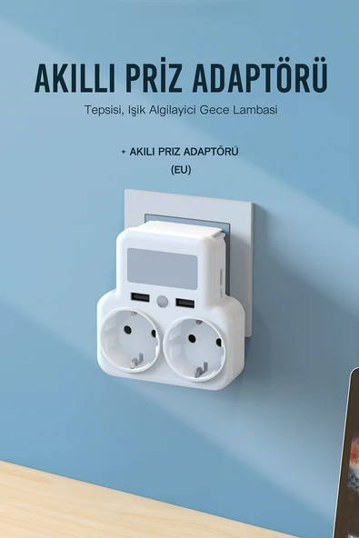 WL09  2 USB  2 Priz Çoklu Şarj Adaptörü  4000W Güç Akıllı Güvenli Şarj Ünitesi Ve Gece Işığı