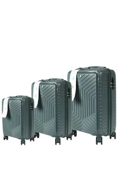 Metropolitan SDR 103 PP Valiz Seti - Büyük + Orta + Kabin Boy - Petrol Yeşili - 2