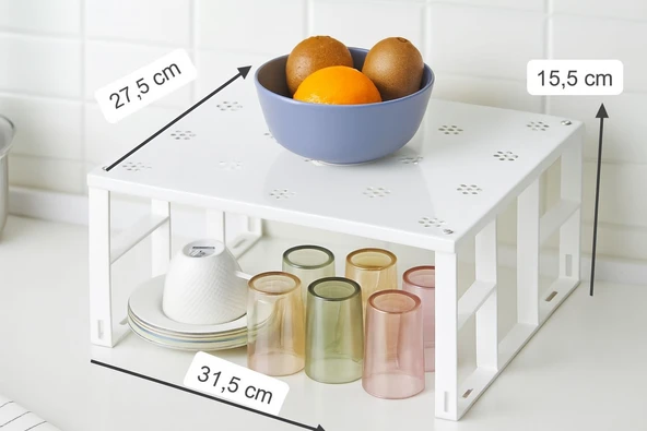 Metal Dolap İçi Raf 3 Tane,  Bardak, Baharat, Tabak Düzenleyici Organizer, Alan Tasarrufu - Resim 2