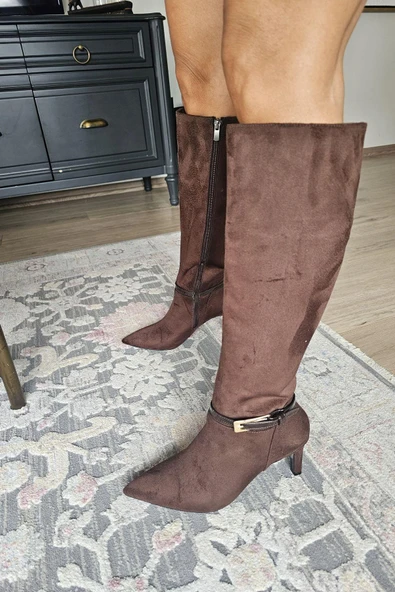 OPS 10 1138 Topukla Kadın 8 cm İnce Topuklu Fermuarlı Çizme - Resim 7