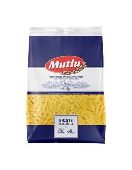 Mutlu Makarna Erişte 500 g x 20 Paket  Lezzetli, Dayanıklı ve Kolay Pişen İtalyan Tipi Makarna ürün görseli