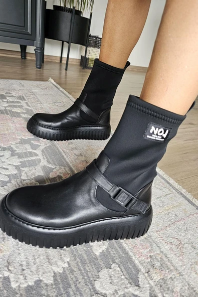 022 24620 Topukla Kadın Hakiki Deri Scuba Steç Kalın Tabanlı Bot - Resim 2