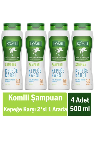 Komili Kepek Karşıtı 2'si 1 Arada Kremli Vegan Şampuan 500 ml x 4 Adet ürün görseli
