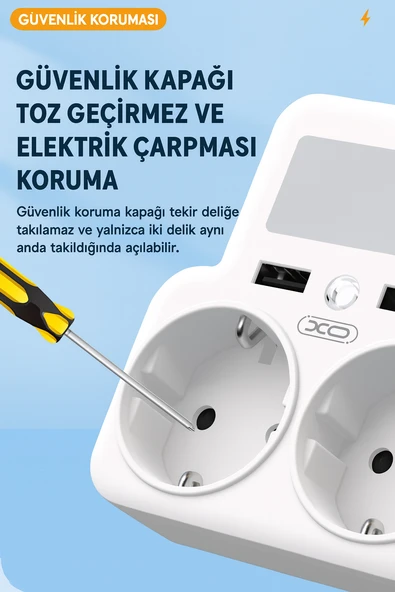 WL09  2 USB  2 Priz Çoklu Şarj Adaptörü  4000W Güç Akıllı Güvenli Şarj Ünitesi Ve Gece Işığı - 4