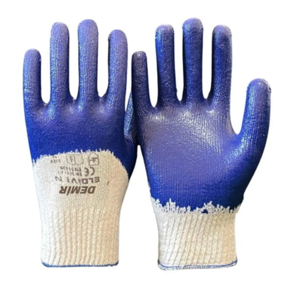 Demir Örme Pamuklu Nitril Eldiven Mavi 10 No ürün görseli