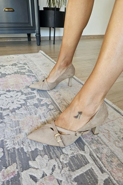 10 1102 Topukla Kadın Toka Detaylı 7cm Kadeh Topuk Stiletto - Resim 7