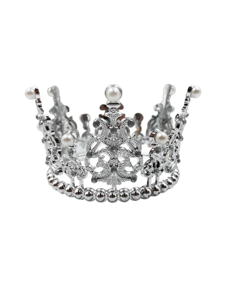 Pasta Tacı Plastik İncili 11 Cm Gümüş ürün görseli 1