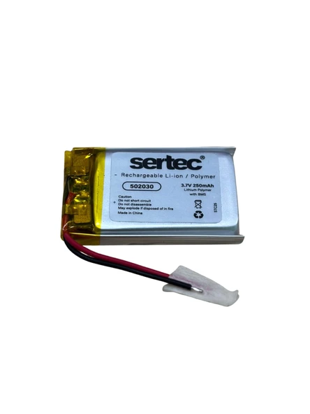 Sertec 502030 3.7V 250 MAh Li-Polymer Pil (Devreli/1.5A) ürün görseli 1