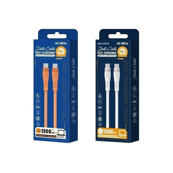 PDATeknoloji 100W Type-C to Type-C Hızlı Şarj ve Data Kablosu 1.3m Beyaz AZ-B03a - Resim 2