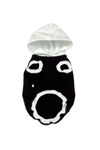 Gobo Siyah Beyaz Kapüşonlu Kedi Köpek Kıyafeti Elbisesi Large/l/beden 3 ürün görseli 1