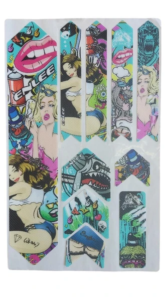 ENLEE Bisiklet Kadro Koruma Etiket Seti Darbelere Aşınmalara Karşı Korur Kadın Tasarım Renkli - Resim 5