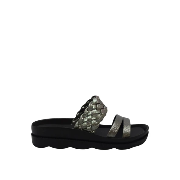 Kadın Yazlık Günlük Terlik Platin Kırışık PC-3516 ürün görseli