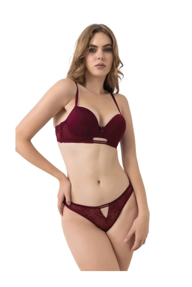 STORMED Dantel Detaylı Destekli Push-Up Sütyen Takımı 2080 - Resim 5