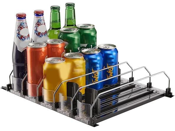 Buzdolabı İçecek Dispenseri, Kendinden İtmeli Düzenleyici, 5 Sıralı Yaylı Otomatik Kutu Organizer