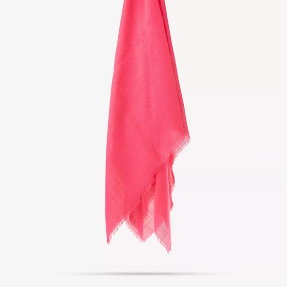Flamlı Pamuklu Eşarp (96x96 cm. Fuşya Pembe) - 2