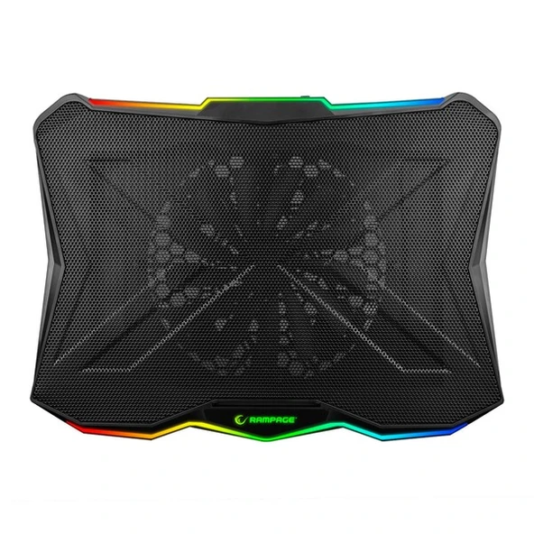 <![CDATA[Rampage AD-RC8 SHOWY Siyah 180mm Fan 15''-17'' RGB Işıklı Notebook Soğutucu Stand]]> ürün görseli 1