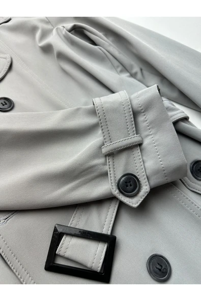 regular fit su geçirmez  kumaş kruvaze trençkot mont kaban - Resim 5