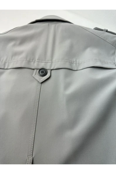 regular fit su geçirmez  kumaş kruvaze trençkot mont kaban - Resim 2